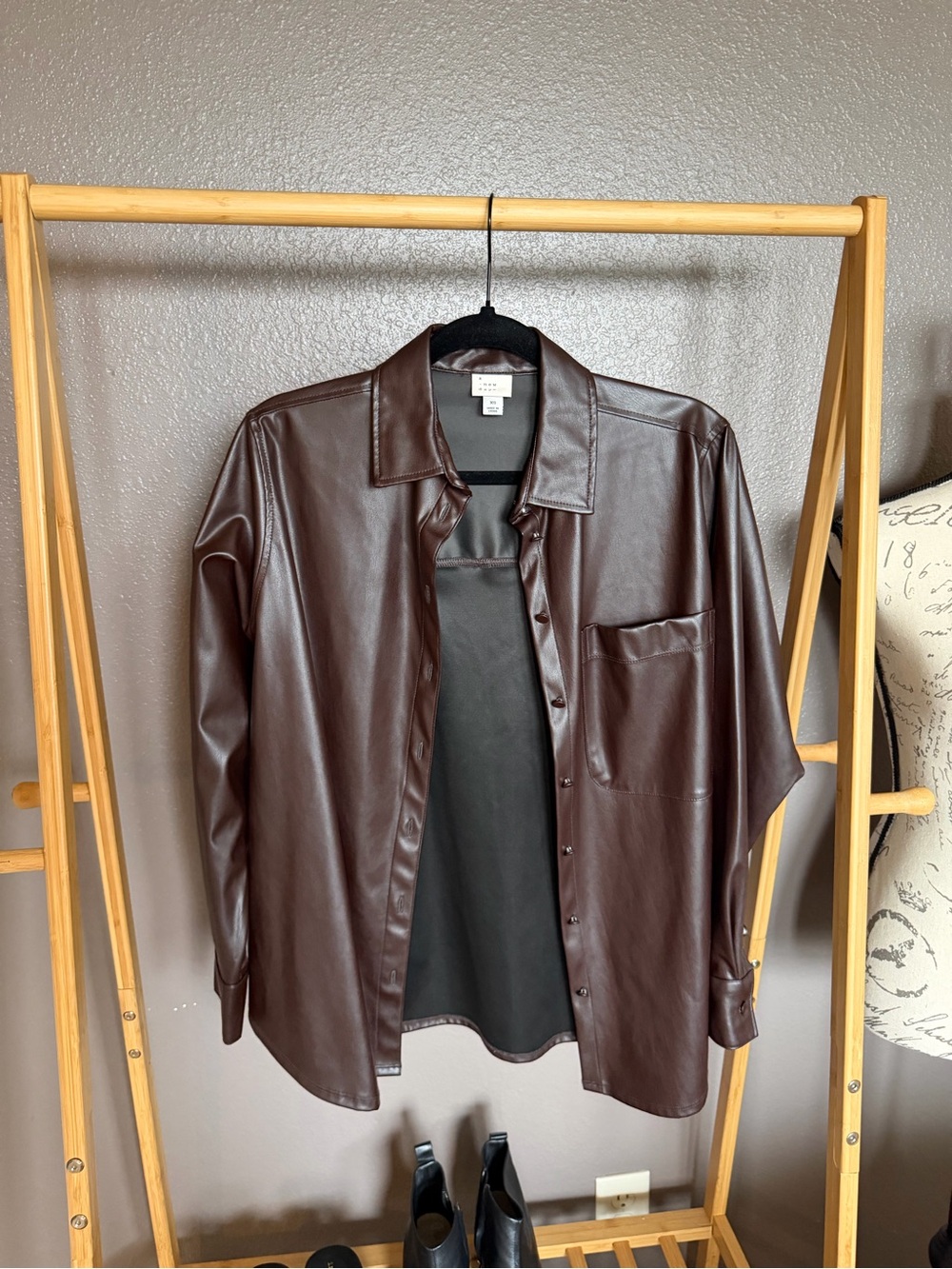 a new day Brown Faux Leather Shirt Jacket